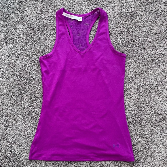 Under Armour Tops - Under Armour fitted heat gear tank with lace racerback. Purple/magenta